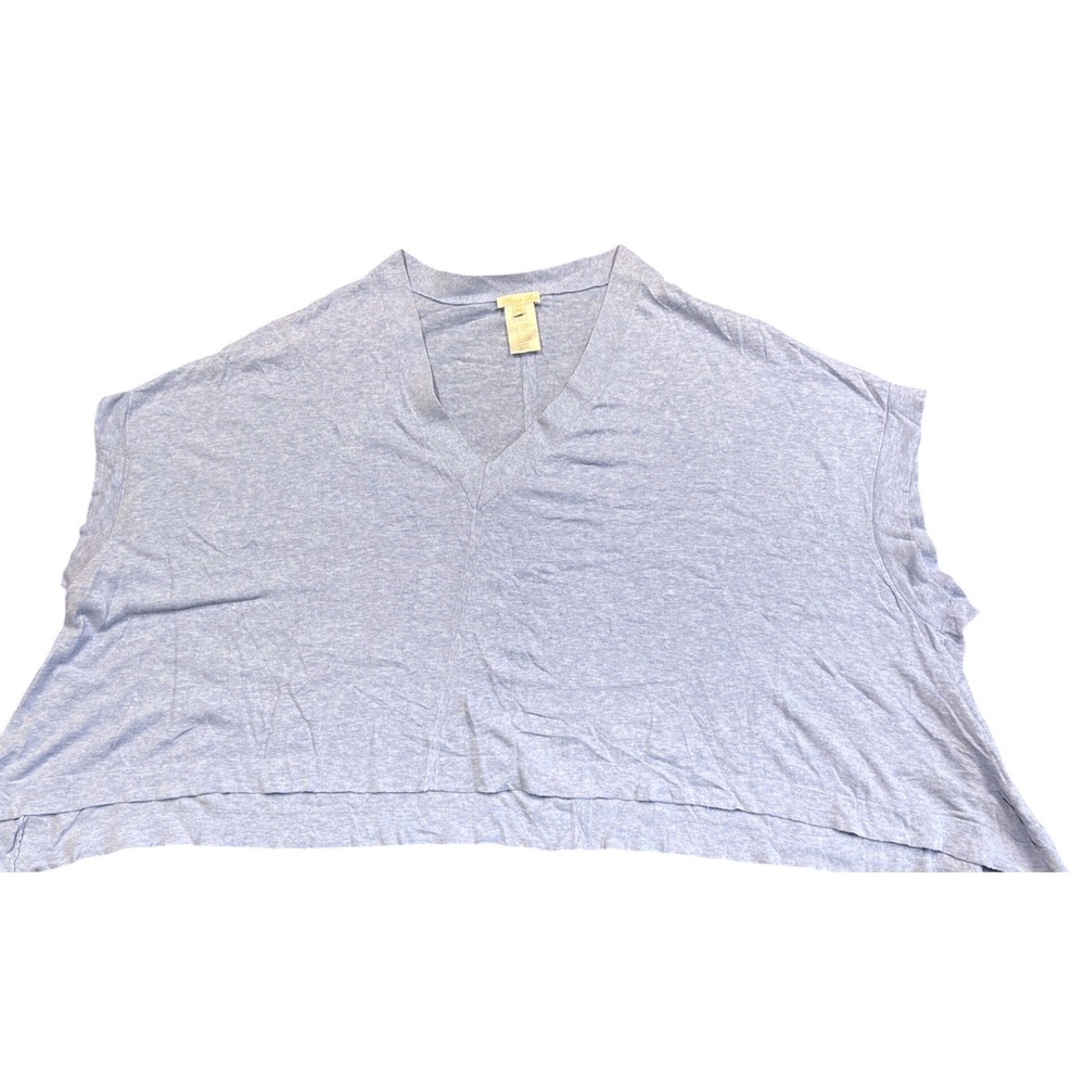 Minnie Rose Poncho Women OS Blue V-Neck Cropped Cotton Oversized Top S36237C16